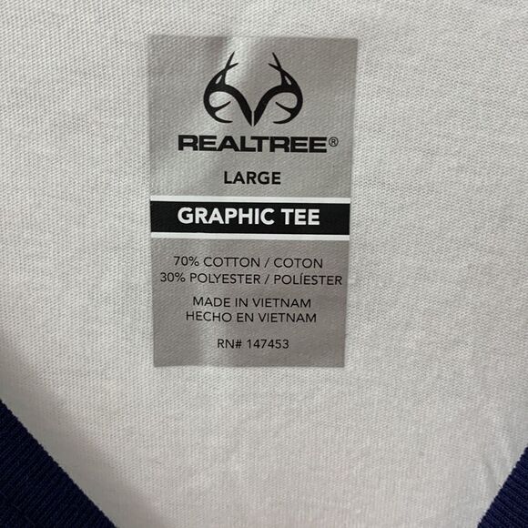 REALTREE Baseball T-Shirt 70% cotton/30% polyester. Arctic white/blue sapphire - Picture 4 of 8